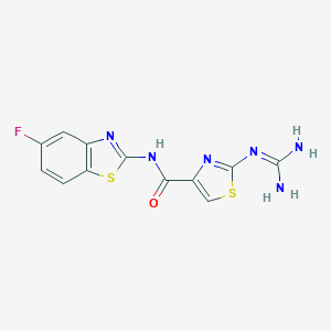 molecular formula C12H9FN6OS2 B137842 N-(5-Fluorobenzothiazol-2-yl)-2-guanidinothiazole-4-carboxamide CAS No. 126612-52-0