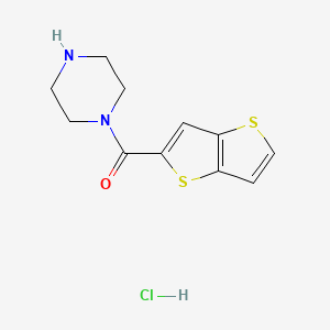 1-{Thieno[3,2-b]thiophene-2-carbonyl}piperazine hydrochloride