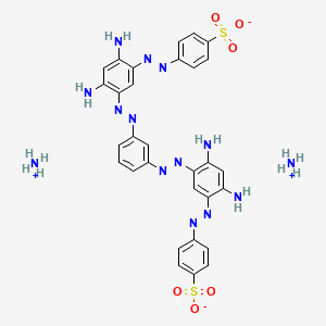 molecular formula C30H32N14O6S2 B13784298 Benzenesulfonic acid, 4,4'-[1,3-phenylenebis[azo(4,6-diamino-3,1-phenylene)azo]]bis-, diammonium salt CAS No. 85587-35-5