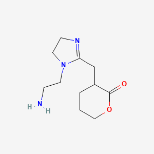 molecular formula C11H19N3O2 B13784299 3-((1-(2-Aminoethyl)-4,5-dihydro-1H-imidazol-2-yl)methyl)tetrahydro-2H-pyran-2-one CAS No. 99573-84-9