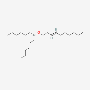 molecular formula C22H45AlO B13784309 Aluminum, ((3E)-3-decen-1-olato)dihexyl- CAS No. 68900-78-7