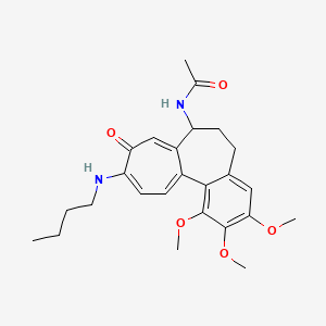 molecular formula C25H32N2O5 B13784442 Acetamide, N-(10-(butylamino)-5,6,7,9-tetrahydro-1,2,3-trimethoxy-9-oxobenzo(a)heptalen-7-yl)-, (S)- CAS No. 84092-79-5