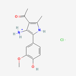 molecular formula C14H17ClN2O3 B13784487 Ethanone, 1-(4-amino-5-(4-hydroxy-3-methoxyphenyl)-2-methyl-1H-pyrrol-3-yl)-, monohydrochloride CAS No. 91481-26-4