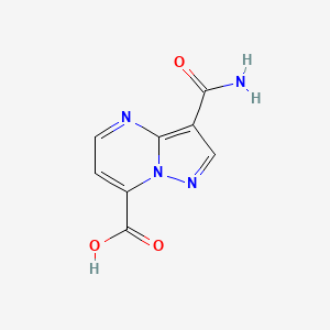molecular formula C8H6N4O3 B1378450 3-Carbamoylpyrazolo[1,5-a]pyrimidine-7-carboxylic acid CAS No. 1424612-37-2