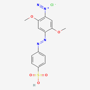 molecular formula C14H13ClN4O5S B13784510 Benzenediazonium, 2,5-dimethoxy-4-((4-sulfophenyl)azo)-, chloride CAS No. 67875-33-6