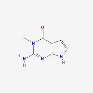 molecular formula C7H8N4O B13784562 2-amino-3-methyl-7H-pyrrolo[2,3-d]pyrimidin-4-one CAS No. 90065-67-1