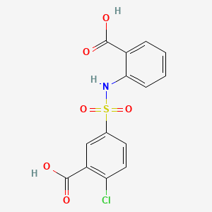 molecular formula C14H10ClNO6S B13784577 Benzoic acid, 5-[[(2-carboxyphenyl)amino]sulfonyl]-2-chloro- CAS No. 91-36-1