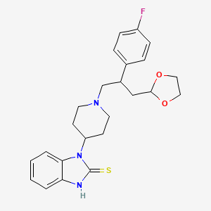 molecular formula C24H28FN3O2S B13784590 1-[1-[3-[1,3-Dioxolan-2-yl-2-(4-fluorophenyl)]propyl]piperidin-4-yl]-1,3-dihydro-2H-benzimidazole-2-thione CAS No. 94732-98-6