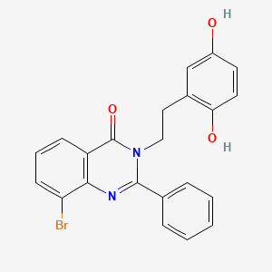 molecular formula C22H17BrN2O3 B13784620 4(3H)-Quinazolinone, 8-bromo-3-(2-(2,5-dihydroxyphenyl)ethyl)-2-phenyl- CAS No. 86804-52-6