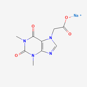 molecular formula C9H9N4NaO4 B13784621 Acefylline sodium salt CAS No. 837-27-4