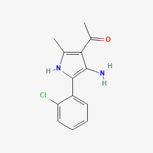 molecular formula C13H13ClN2O B13784732 1-[4-amino-5-(2-chlorophenyl)-2-methyl-1H-pyrrol-3-yl]ethanone CAS No. 91481-02-6