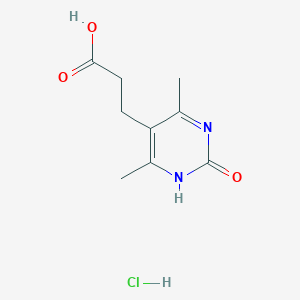 molecular formula C9H13ClN2O3 B1378476 3-(4,6-Dimethyl-2-oxo-1,2-dihydropyrimidin-5-yl)propanoic acid hydrochloride CAS No. 1421602-76-7