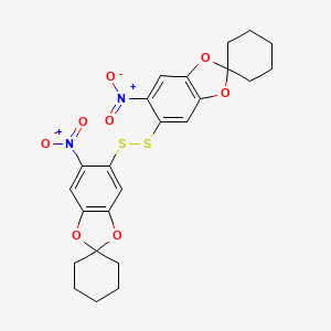 molecular formula C24H24N2O8S2 B13784777 Spiro[1,3-benzodioxole-2,1'-cyclohexane], 5,5''-dithiobis[6-nitro- CAS No. 67874-25-3