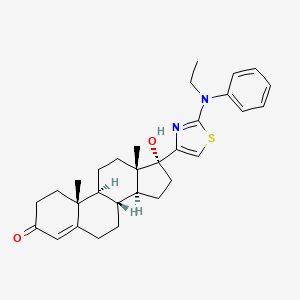 molecular formula C30H38N2O2S B13784782 17-beta-(2-(N-Ethylanilino)-4-thiazolyl)-17-alpha-hydroxyandrost-4-en-3-one CAS No. 96371-61-8