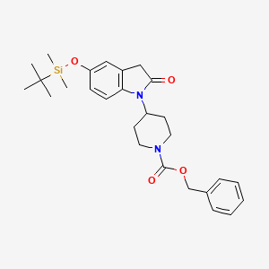 molecular formula C27H36N2O4Si B13784798 Benzyl 4-(5-((tert-butyldimethylsilyl)oxy)-2-oxoindolin-1-YL)piperidine-1-carboxylate 