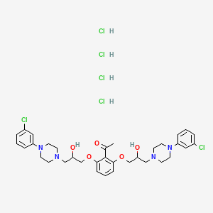 molecular formula C34H46Cl6N4O5 B13784814 Ethanone, 1-(2,6-bis(3-(4-(3-chlorophenyl)-1-piperazinyl)-2-hydroxypropoxy)phenyl)-, tetrahydrochloride CAS No. 87049-26-1