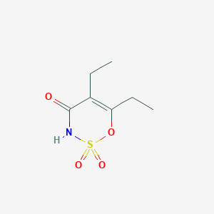 molecular formula C7H11NO4S B13784818 1,2,3-Oxathiazin-4(3H)-one,5,6-diethyl-,2,2-dioxide(9CI) 
