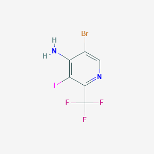 molecular formula C6H3BrF3IN2 B1378494 4-Amino-5-bromo-3-iodo-2-trifluoromethylpyridine CAS No. 1260386-31-9