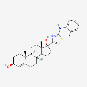 molecular formula C29H38N2O2S B13785027 17-beta-(2-(o-Toluidino)-4-thiazolyl)androst-4-ene-3-beta,17-alpha-diol CAS No. 97100-35-1