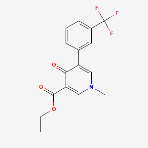 molecular formula C16H14F3NO3 B13785106 Ethyl 1-methyl-4-oxo-5-(3-(trifluoromethyl)phenyl)pyridine-3-carboxylate CAS No. 64468-61-7