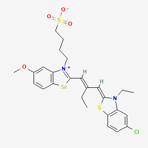 molecular formula C26H29ClN2O4S2Se B13785112 5-Chloro-3-ethyl-2-(2-((5-methoxy-3-(4-sulphonatobutyl)benzoselenazol-2(3H)-ylidene)methyl)but-1-enyl)benzothiazolium CAS No. 63907-45-9