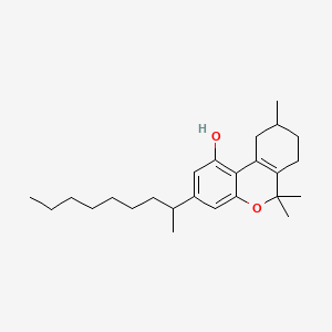 molecular formula C25H38O2 B13785375 6H-Dibenzo(b,d)pyran-1-ol, 3-(1'-methyloctyl)-7,8,9,10-tetrahydro-6,6,9-trimethyl- CAS No. 34374-04-4