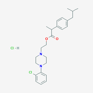 molecular formula C25H34Cl2N2O2 B13785425 2-[4-(2-Chlorophenyl)piperazin-1-yl]ethyl 2-[4-(2-methylpropyl)phenyl]propanoate--hydrogen chloride (1/1) CAS No. 96128-90-4