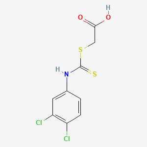 molecular formula C9H7Cl2NO2S2 B13785434 Carbanilic acid, 3,4-dichlorodithio-, ester with mercaptoacetic acid CAS No. 13037-47-3