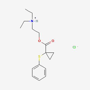 molecular formula C16H24ClNO2S B13785480 diethyl-[2-(1-phenylsulfanylcyclopropanecarbonyl)oxyethyl]azanium;chloride CAS No. 84245-04-5