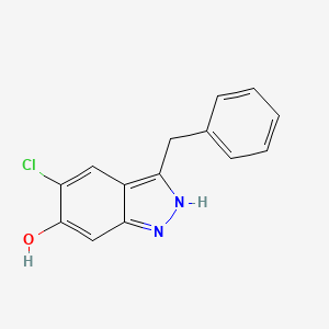 molecular formula C14H11ClN2O B13785488 3-Benzyl-5-chloro-1H-indazol-6-ol 