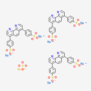 molecular formula C72H42FeN6Na6O22S7 B13785512 hexasodium;iron(2+);4-[7-(4-sulfonatophenyl)-1,10-phenanthrolin-4-yl]benzenesulfonate;sulfate CAS No. 68516-46-1