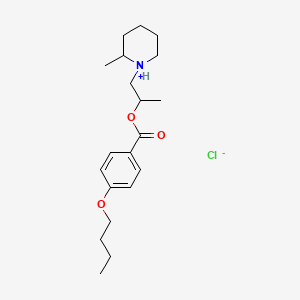 molecular formula C20H32ClNO3 B13785529 Benzoic acid, p-butoxy-, 1-methyl-2-(2-methylpiperidino)ethyl ester, hydrochloride CAS No. 67032-42-2