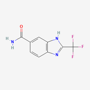 molecular formula C9H6F3N3O B13785541 Benzimidazole-5-carboxamide, 2-(trifluoromethyl)- CAS No. 89426-89-1