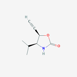molecular formula C8H11NO2 B13785590 2-Oxazolidinone,5-ethynyl-4-(1-methylethyl)-,(4S,5R)-(9CI) 