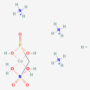 molecular formula C3H25CoN4O9P3+4 B13785599 Cobaltate(4-), ((((nitrilo-kappaN)tris(methylene))tris(phosphonato-kappaO))(6-))-, triammonium hydrogen, (T-4)- CAS No. 67968-64-3