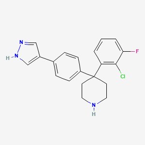 molecular formula C20H19ClFN3 B13785615 Piperidine, 4-(2-chloro-3-fluorophenyl)-4-[4-(1H-pyrazol-4-yl)phenyl]- CAS No. 857532-43-5