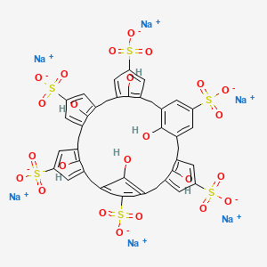 molecular formula C42H30Na6O24S6 B13785625 Hexasodium;37,38,39,40,41,42-hexahydroxyheptacyclo[31.3.1.13,7.19,13.115,19.121,25.127,31]dotetraconta-1(36),3,5,7(42),9,11,13(41),15,17,19(40),21(39),22,24,27(38),28,30,33(37),34-octadecaene-5,11,17,23,29,35-hexasulfonate 