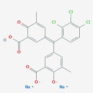molecular formula C23H13Cl3Na2O6 B13785668 disodium;5-[(E)-(3-carboxy-5-methyl-4-oxocyclohexa-2,5-dien-1-ylidene)-(2,3,4-trichlorophenyl)methyl]-3-methyl-2-oxidobenzoate 