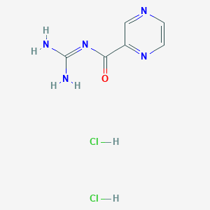 molecular formula C6H9Cl2N5O B1378569 N-carbamimidoylpyrazine-2-carboxamide dihydrochloride 