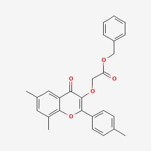 molecular formula C27H24O5 B13785732 Benzyl 2-[6,8-dimethyl-2-(4-methylphenyl)-4-oxo-chromen-3-yl]oxyacetate CAS No. 6846-96-4