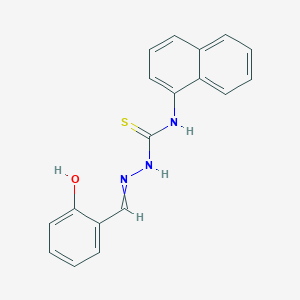 molecular formula C18H15N3OS B13785782 1-[(2-Hydroxyphenyl)methylideneamino]-3-naphthalen-1-ylthiourea CAS No. 6964-81-4