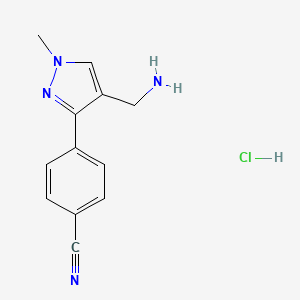 4-[4-(aminomethyl)-1-methyl-1H-pyrazol-3-yl]benzonitrile hydrochloride