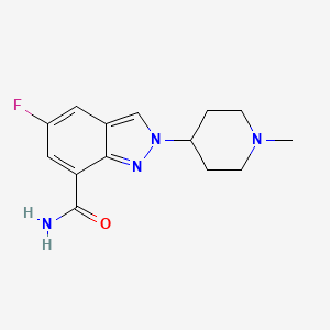 molecular formula C14H17FN4O B13785803 5-Fluoro-2-(1-methyl-4-piperidinyl)-2H-indazole-7-carboxamide 