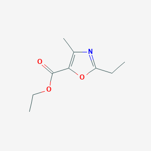 molecular formula C9H13NO3 B13785817 Ethyl 2-ethyl-4-methyloxazole-5-carboxylate CAS No. 79851-60-8