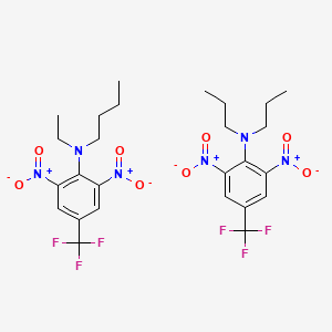 molecular formula C26H32F6N6O8 B13785838 N-butyl-N-ethyl-2,6-dinitro-4-(trifluoromethyl)aniline;2,6-dinitro-N,N-dipropyl-4-(trifluoromethyl)aniline 