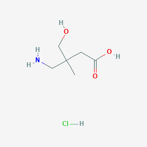 molecular formula C6H14ClNO3 B1378586 4-Amino-3-(hydroxymethyl)-3-methylbutanoic acid hydrochloride CAS No. 1779125-35-7