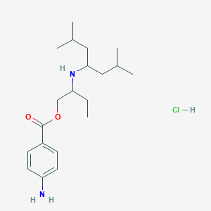 molecular formula C20H35ClN2O2 B13785884 Benzoic acid, p-amino-, 2-(1-isobutyl-3-methylbutylamino)butyl ester, hydrochloride CAS No. 69782-57-6