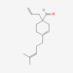 molecular formula C16H24O B13785916 1-Allyl-4-(4-methyl-3-pentenyl)cyclohex-3-ene-1-carbaldehyde CAS No. 66310-72-3
