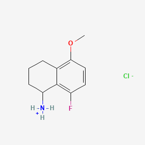 molecular formula C11H15ClFNO B13786043 1-Naphthylamine, 1,2,3,4-tetrahydro-8-fluoro-5-methoxy-, hydrochloride CAS No. 64037-94-1