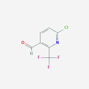 molecular formula C7H3ClF3NO B1378607 6-Chloro-2-(trifluoromethyl)nicotinaldehyde CAS No. 1227581-44-3